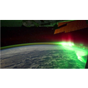 Aurora4(SlikaizISS).jpg<>Polarni sij, kakor ga vidijo iz mednarodne vesoljske postaje.