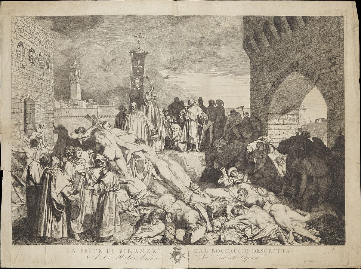 L. Sabatelli. Kuga v Firencah leta 1348, kot je bila opisana v Boccacciovih delih.